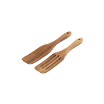 Set of 2 FSC™-certified acacia wood cutlery pieces dark wood colour