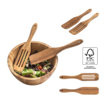 Set of 2 FSC™-certified acacia wood cutlery pieces various colours