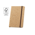 Cork notebook with divider and elastic closure, A5 plain pages various colours