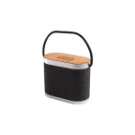 Portable RPET speaker with super-fast wireless charger dark grey colour image with logo