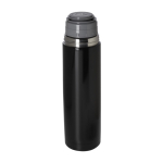 Recycled stainless steel thermal flask with mug-style lid, 750 ml black colour