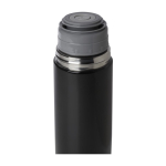 Recycled stainless steel thermal flask with mug-style lid, 750 ml black colour