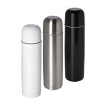 Recycled stainless steel thermal flask with mug-style lid, 750 ml black colour