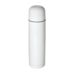 Recycled stainless steel thermal flask with mug-style lid, 750 ml white colour