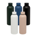 Recycled stainless steel and copper vacuum-insulated bottle, 500 ml black colour