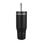 Straw cup with dual-wall air insulation, 1.2 L black colour