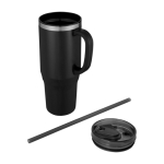 Straw cup with dual-wall air insulation, 1.2 L black colour