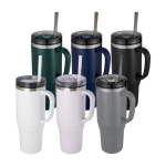 Straw cup with dual-wall air insulation, 1.2 L black colour