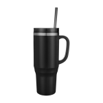 Straw cup with dual-wall air insulation, 1.2 L black colour