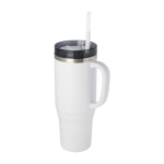 Straw cup with dual-wall air insulation, 1.2 L white colour