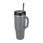 Straw cup with dual-wall air insulation, 1.2 L grey colour