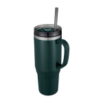 Straw cup with dual-wall air insulation, 1.2 L forest green colour