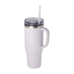 Straw cup with dual-wall air insulation, 1.2 L purple colour