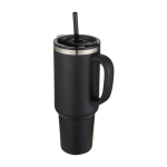 Copper double-wall vacuum-insulated straw cup, 1.2 L black colour