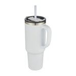 Copper double-wall vacuum-insulated straw cup, 1.2 L white colour