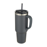 Copper double-wall vacuum-insulated straw cup, 1.2 L grey colour