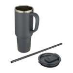 Copper double-wall vacuum-insulated straw cup, 1.2 L grey colour