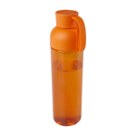 Recycled plastic bottle with silicone handle, 600 ml orange colour