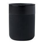 Ceramic mug with silicone wrap and plastic lid, 330 ml black colour