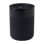 Ceramic mug with silicone wrap and plastic lid, 330 ml black colour