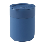 Ceramic mug with silicone wrap and plastic lid, 330 ml blue colour