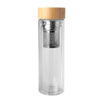 Borosilicate glass bottle with infuser and bamboo lid, 400 ml transparent colour