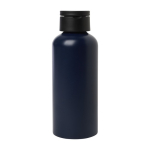 Recycled aluminium bottle with plastic lid and handle, 600 ml navy-blue colour