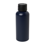 Recycled aluminium bottle with plastic lid and handle, 600 ml navy-blue colour