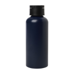 Recycled aluminium bottle with plastic lid and handle, 600 ml navy-blue colour