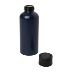 Recycled aluminium bottle with plastic lid and handle, 600 ml navy-blue colour