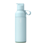 Recycled stainless steel double-opening bottle, 500 ml light blue colour