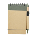 Recycled paper notebook with rings, A7, ruled pages green colour