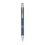 Aluminium pen with soft-touch coating, black ink cyan blue colour