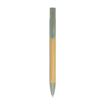 Bamboo pen with built-in phone stand, black ink pastel green colour