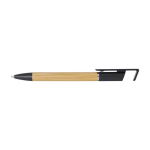 Bamboo pen with built-in phone stand, blue ink black colour