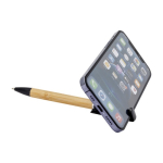 Bamboo pen with built-in phone stand, blue ink black colour