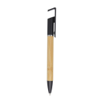 Bamboo pen with built-in phone stand, blue ink black colour