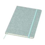 Hardcover notebook with recycled cotton cover, A5, ruled pages pastel green colour