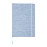 Hardcover notebook with recycled cotton cover, A5, ruled pages light blue colour