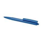 Recycled plastic pen with steel spring, blue ink blue colour