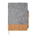 Hardcover notebook made of recycled cork and felt, A5, ruled pages natural colour