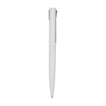 Recycled aluminium and plastic pen with clip, black ink white colour