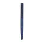 Recycled aluminium and plastic pen with clip, black ink navy-blue colour