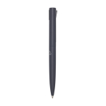 Recycled aluminium and plastic pen with clip, blue ink taupe grey colour