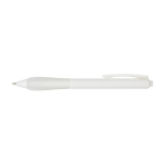 Recycled plastic pen with rubberized body, black ink transparent white colour