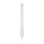 Recycled plastic pen with rubberized body, black ink transparent white colour