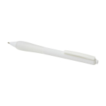 Recycled plastic pen with rubberized body, black ink transparent white colour