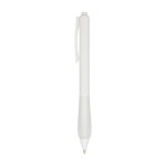 Recycled plastic pen with rubberized body, black ink transparent white colour