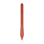 Recycled plastic pen with rubberized body, black ink salmon colour