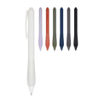 Recycled plastic pen with rubberized body, blue ink black colour